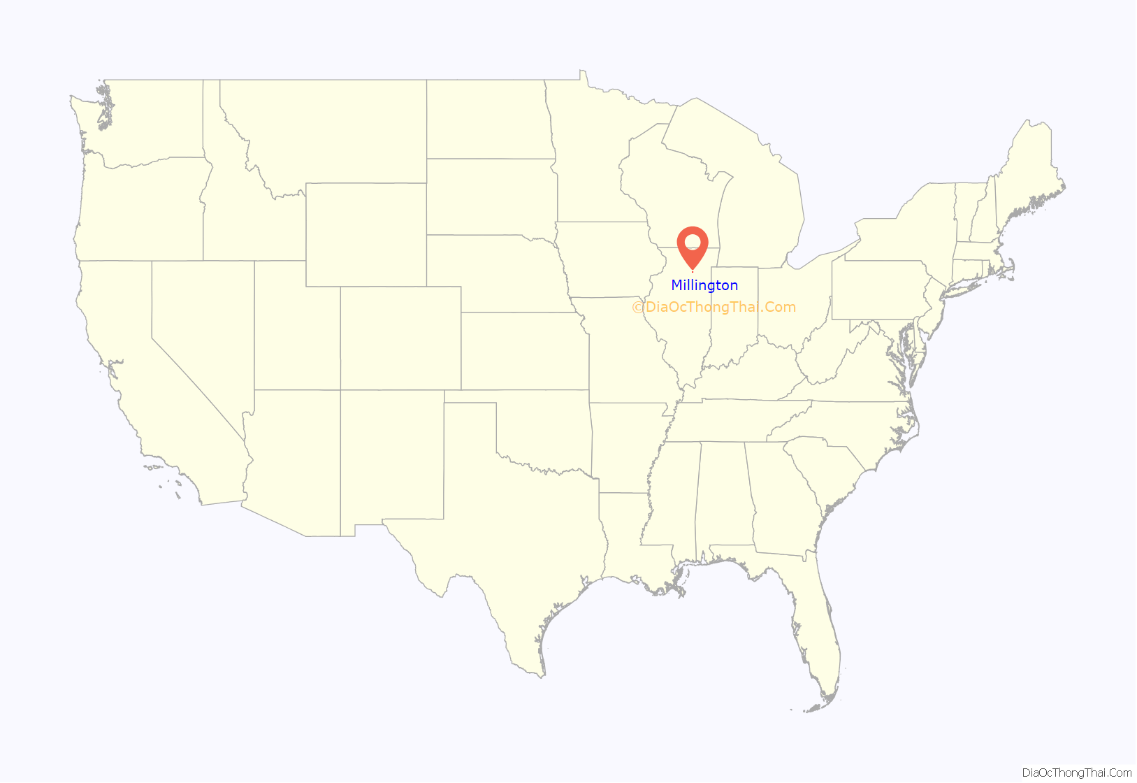 Map of Millington village, Illinois