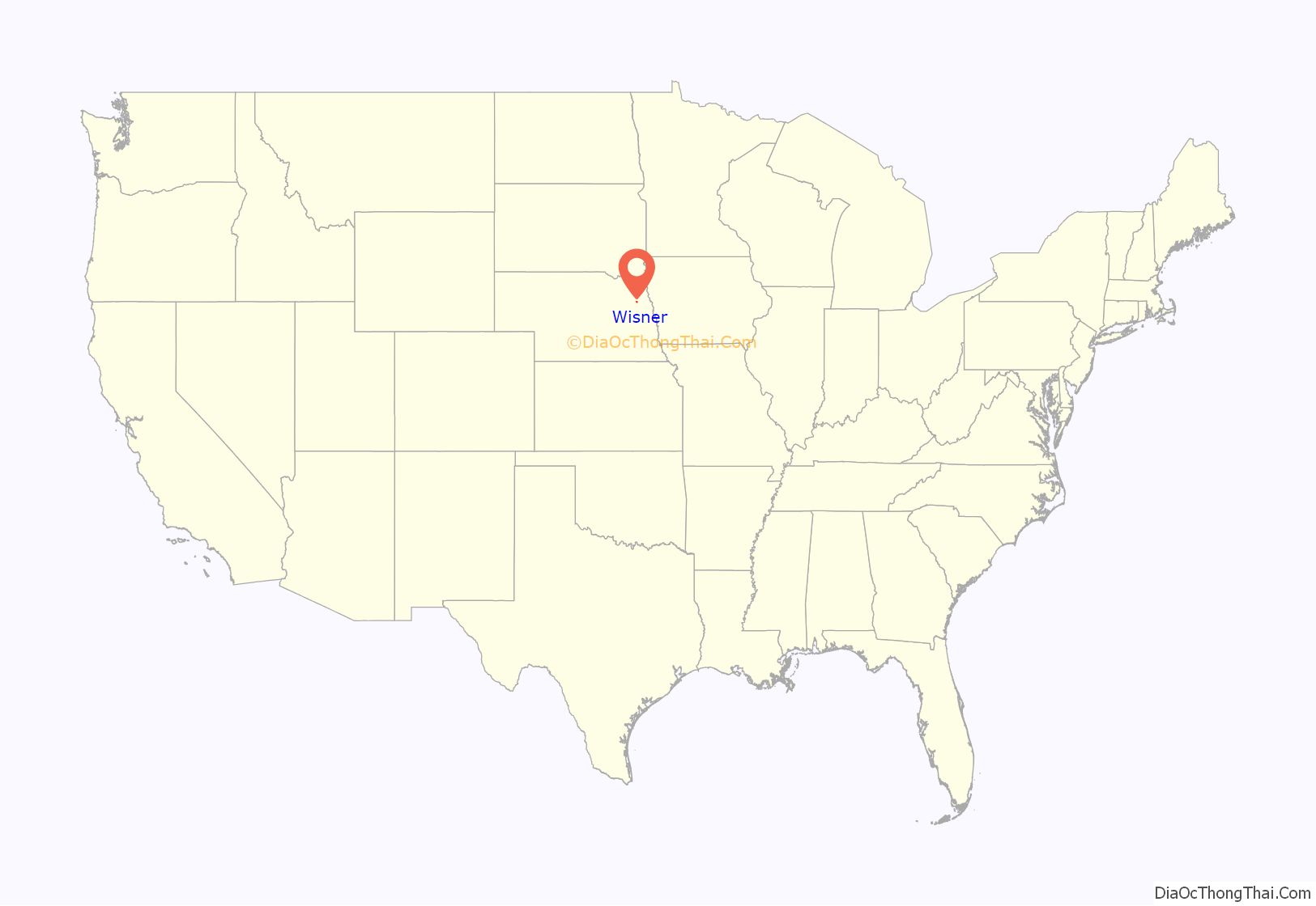 Map of Wisner city, Nebraska