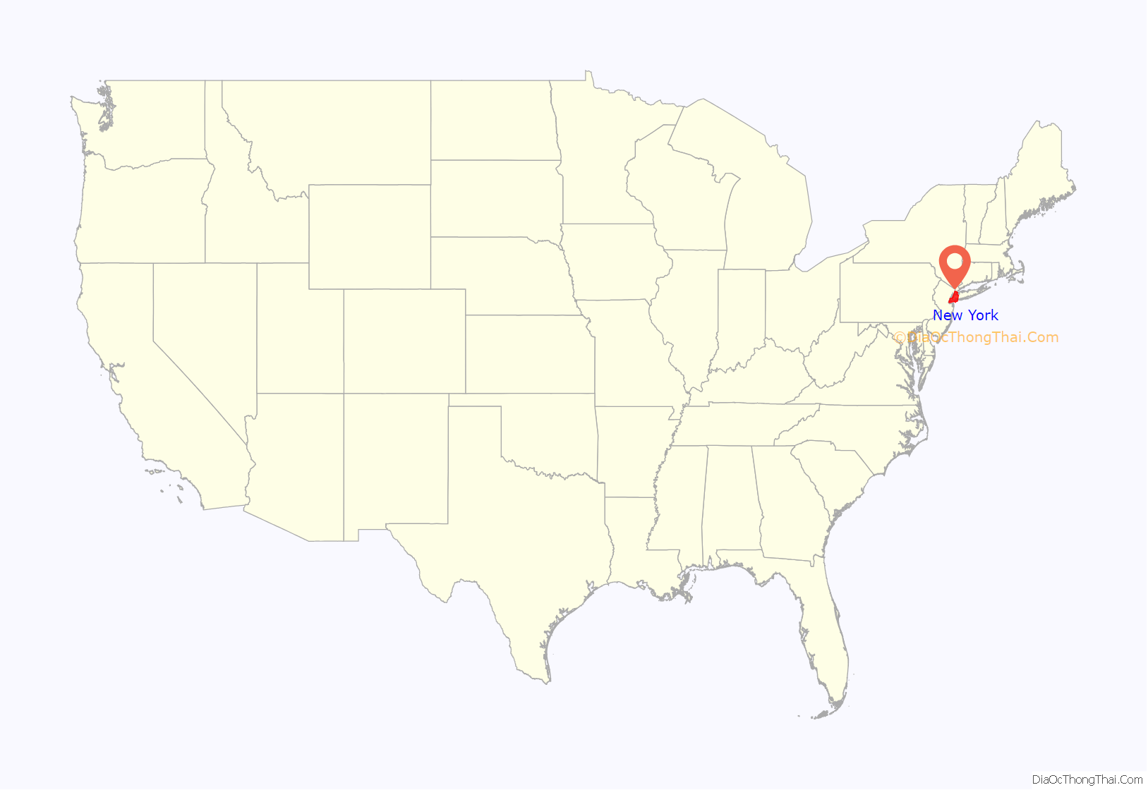 New York location on the U.S. Map. Where is New York city.