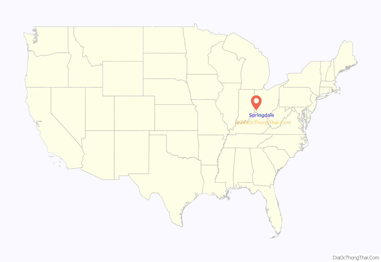 Map of Springdale city, Ohio