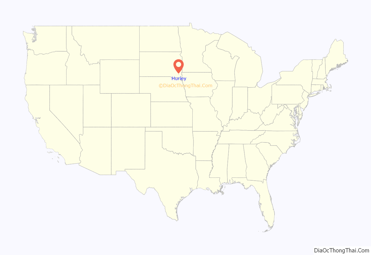 Map of Hurley city, South Dakota