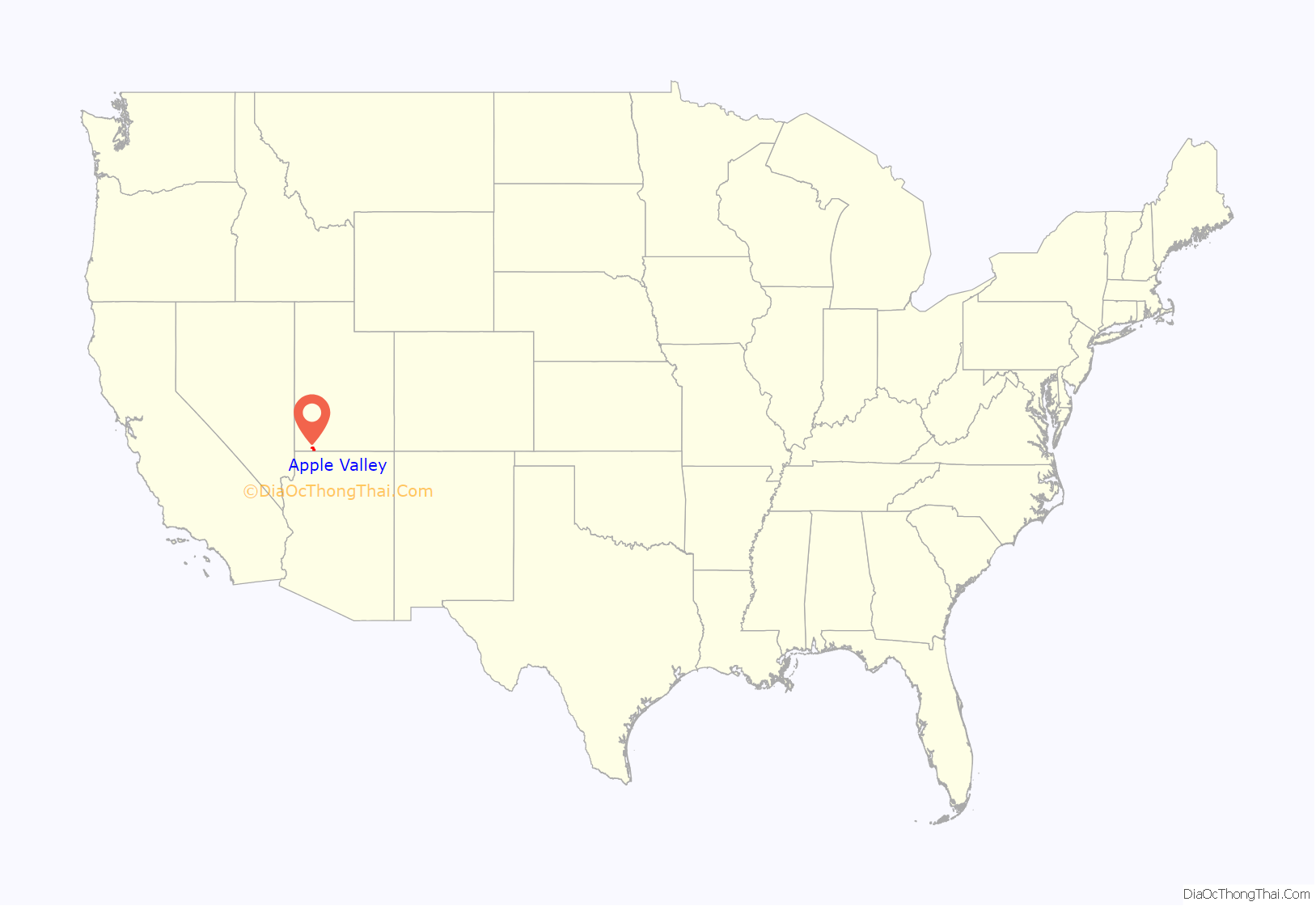 Map of Apple Valley town, Utah