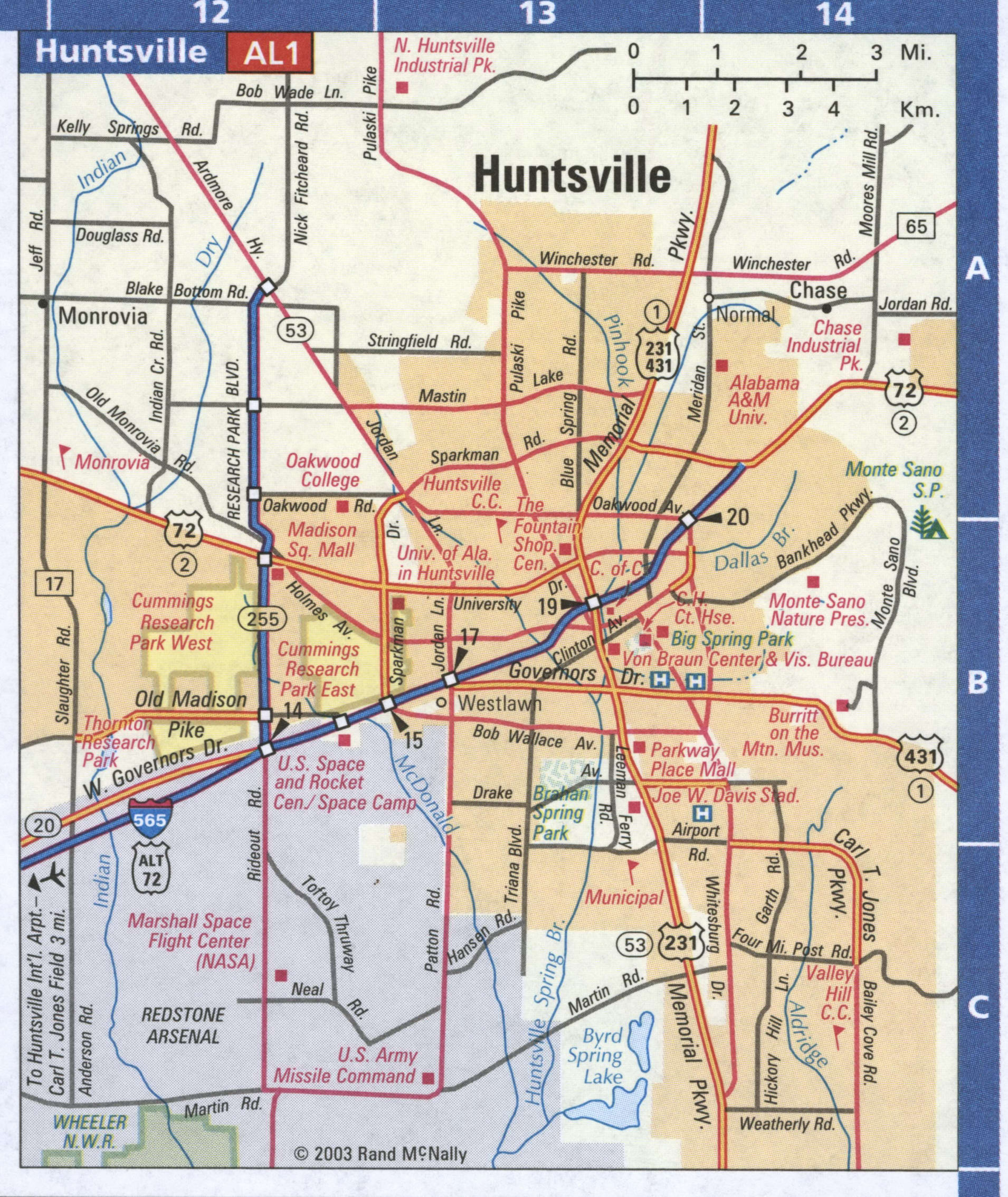 Map of Huntsville city, Alabama