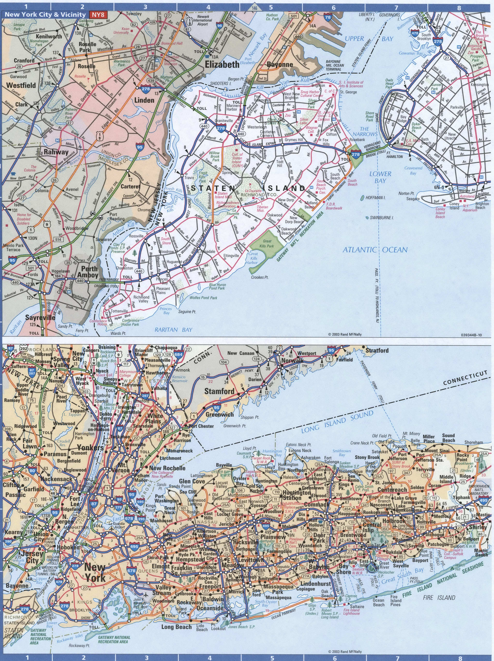 Map of main freeways Long Island NY.
