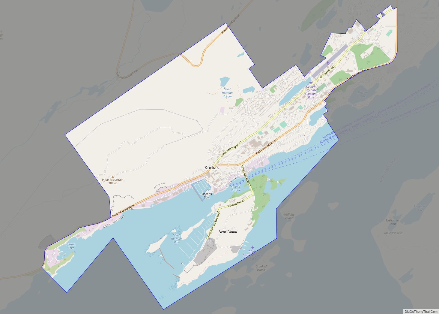 Map of Kodiak city