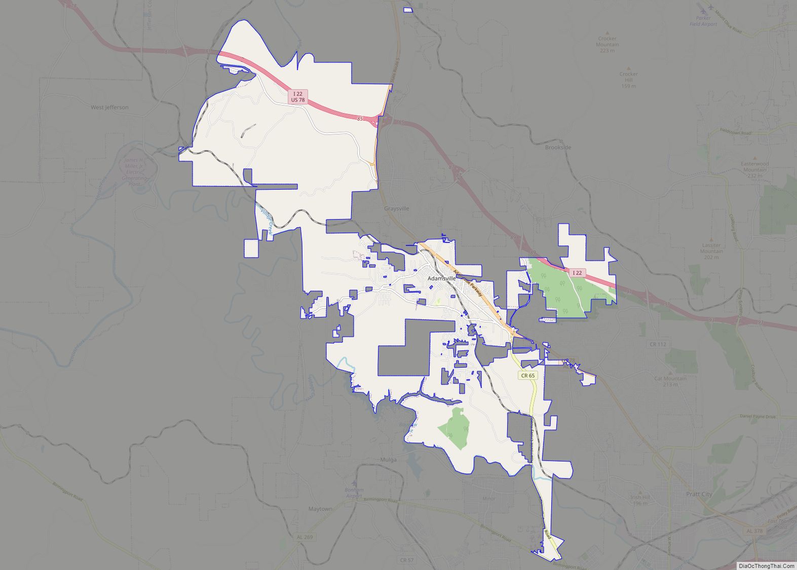 Map of Adamsville city