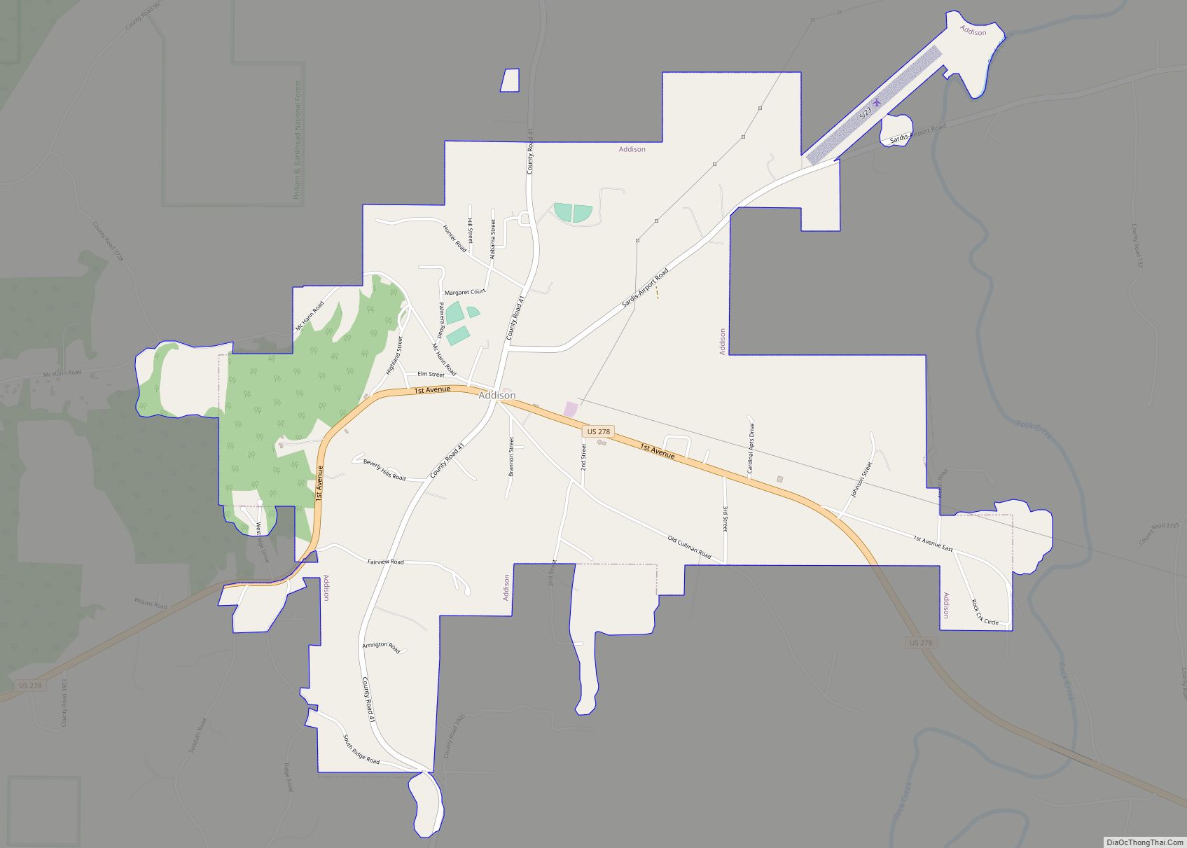 Map of Addison town