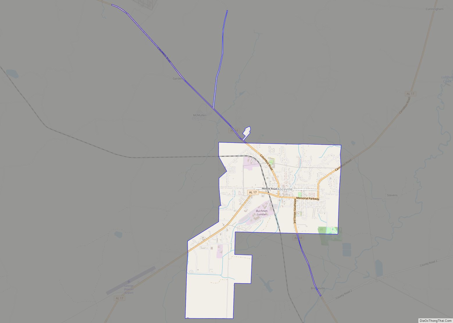 Map of Aliceville city