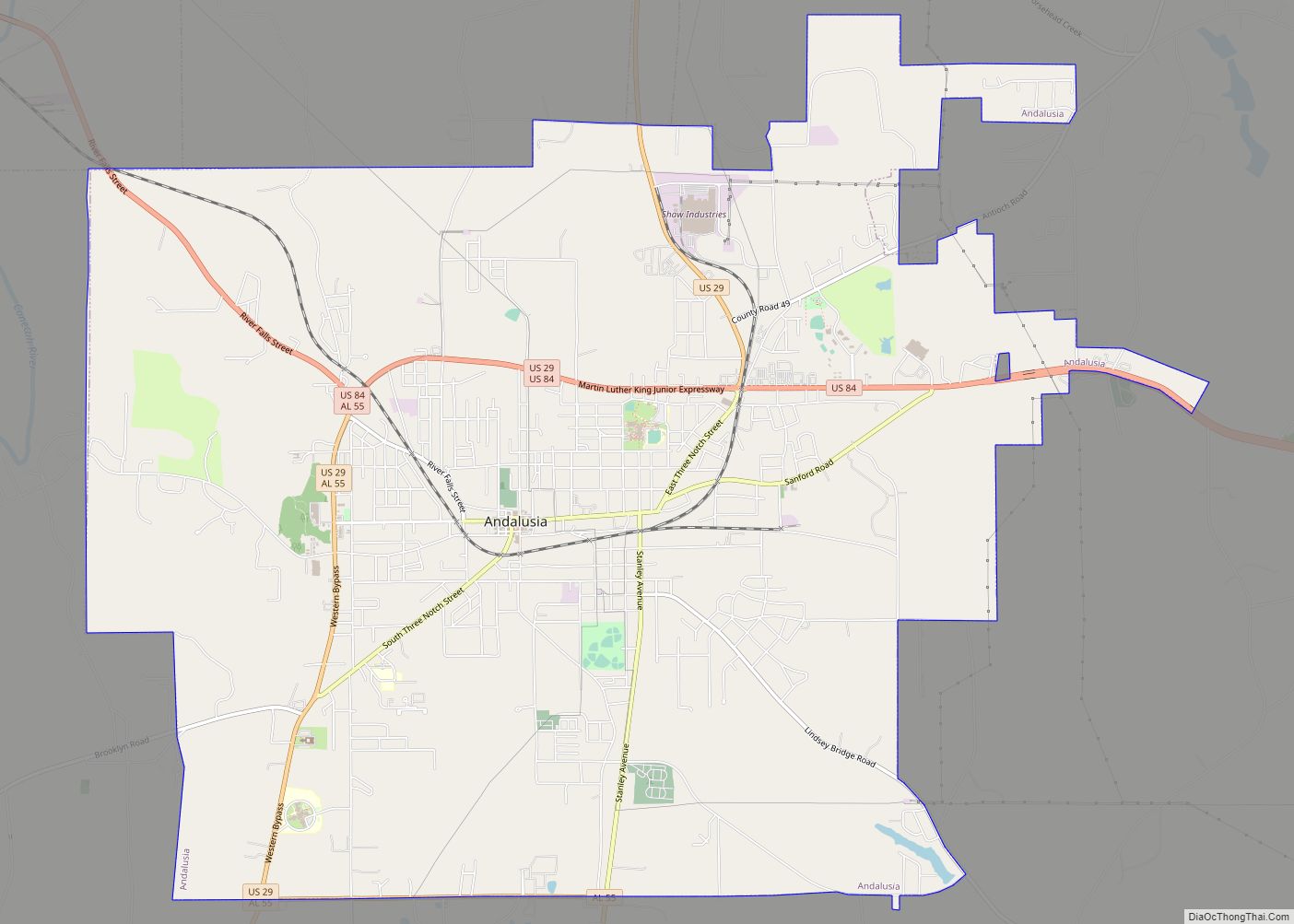 Map of Andalusia city, Alabama