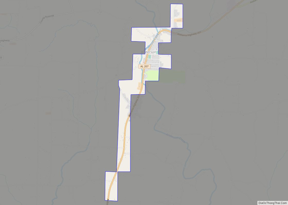 Map of Anderson town, Alabama