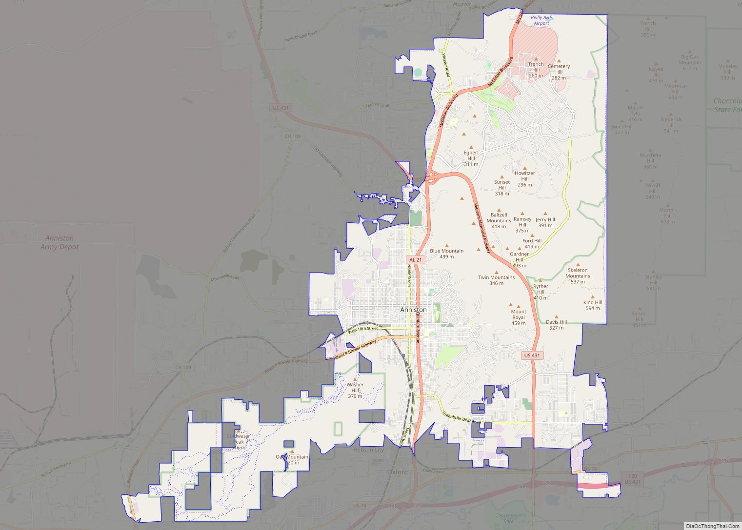 Map of Anniston city
