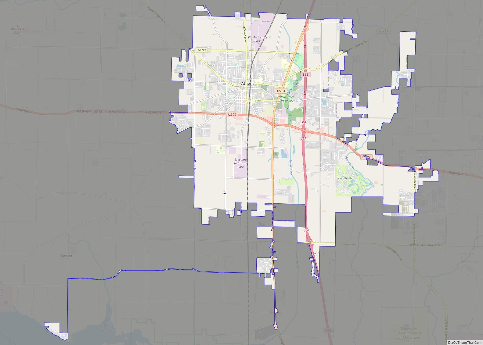 Map of Athens city, Alabama