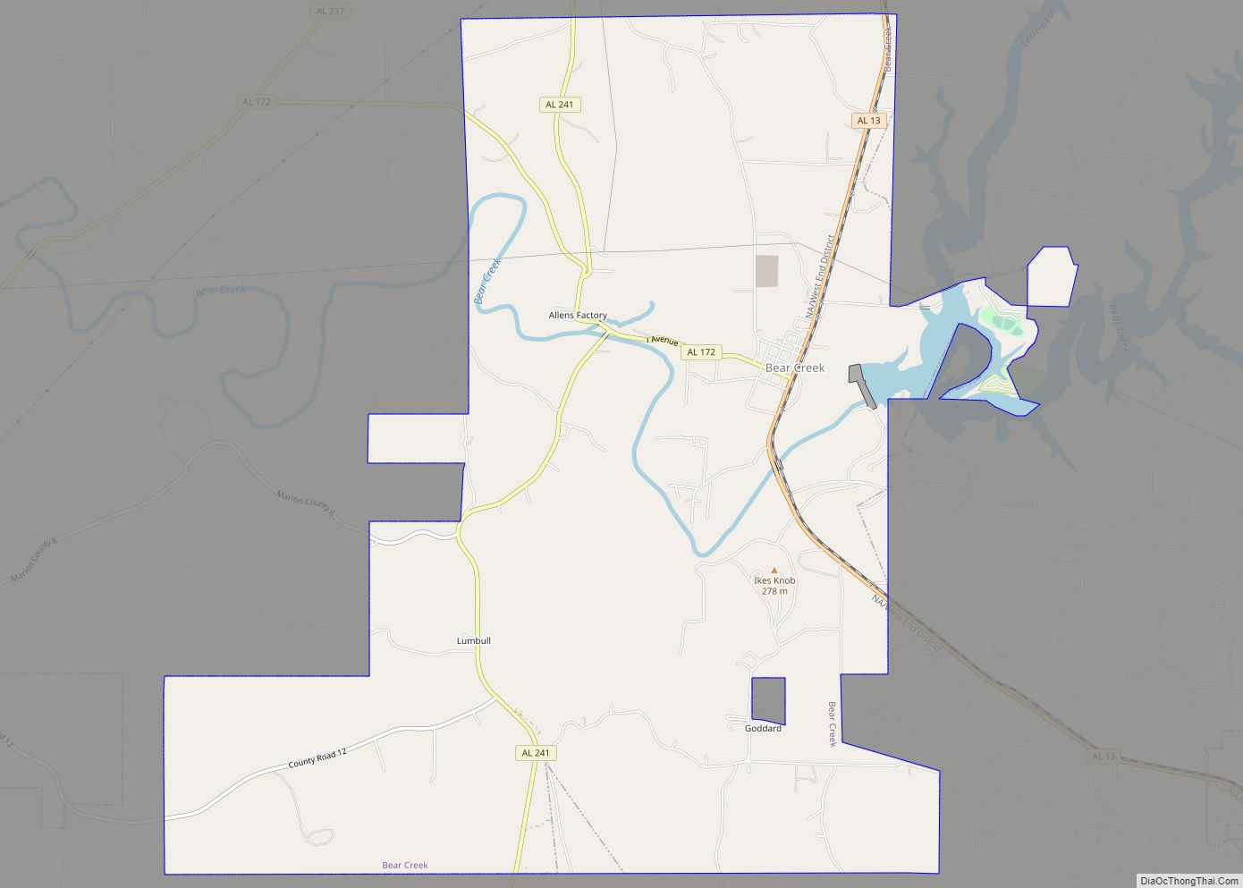 Map of Bear Creek town, Alabama