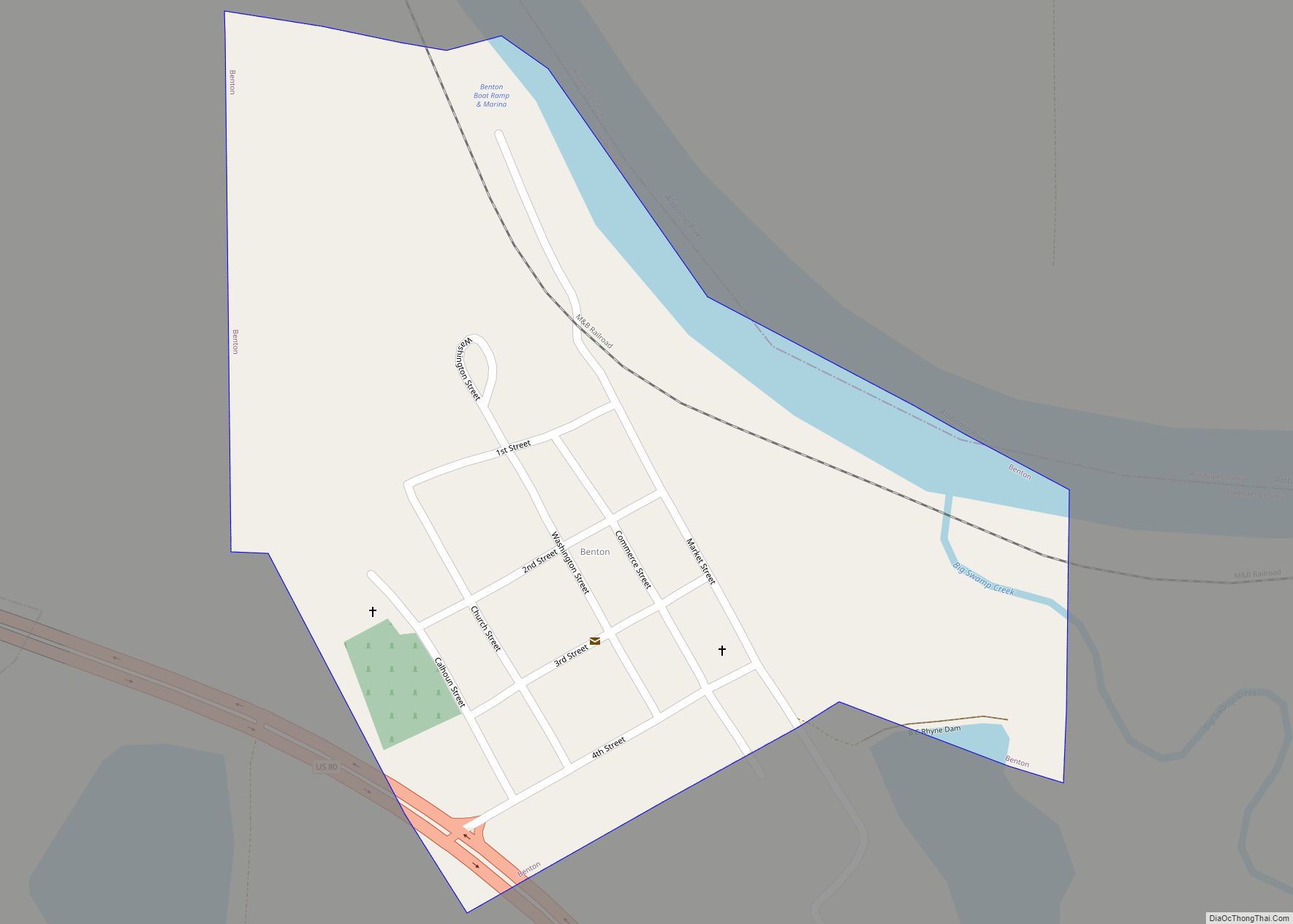 Map of Benton town, Alabama