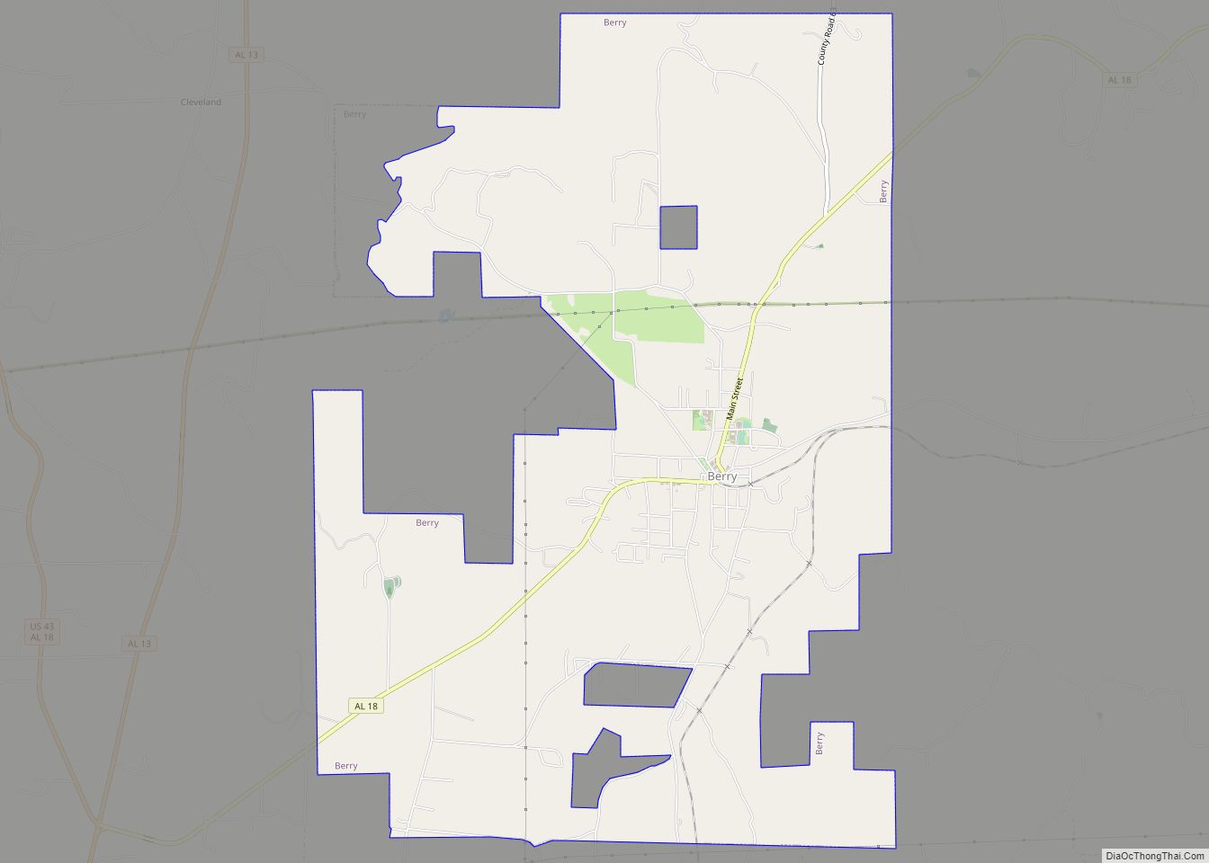 Map of Berry town, Alabama