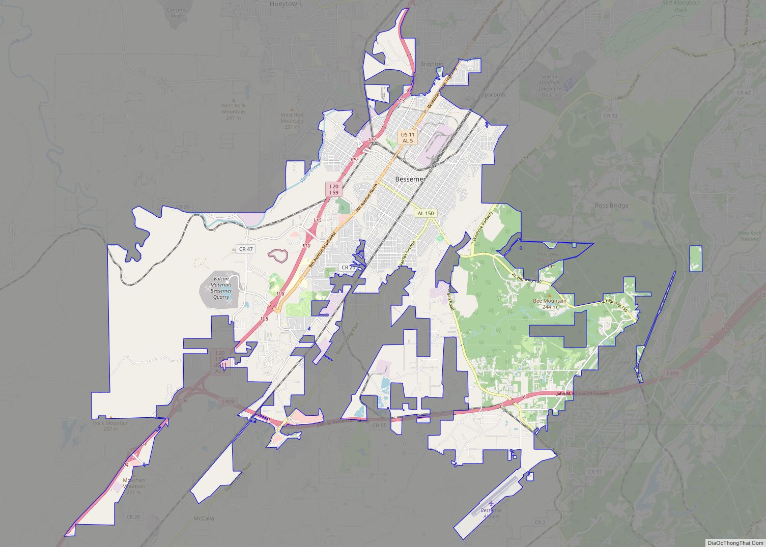 Map of Bessemer city, Alabama