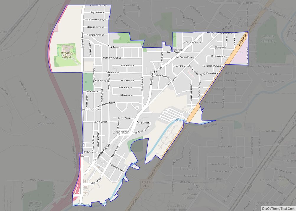 Map of Brighton city, Alabama