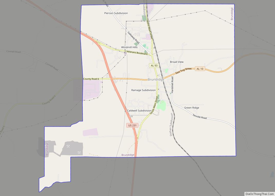 Map of Brundidge city