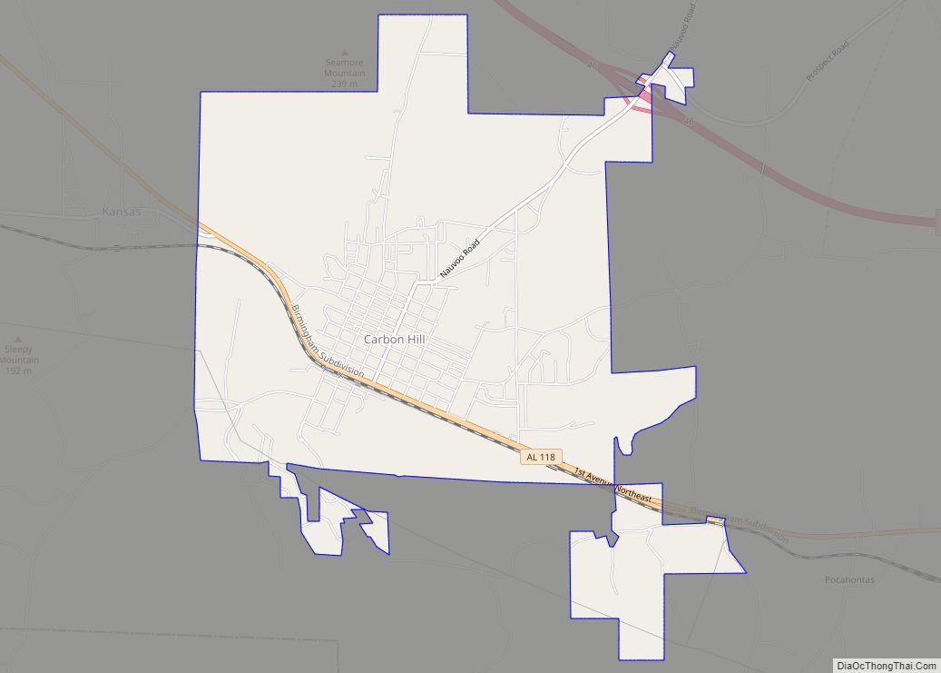 Map of Carbon Hill city, Alabama