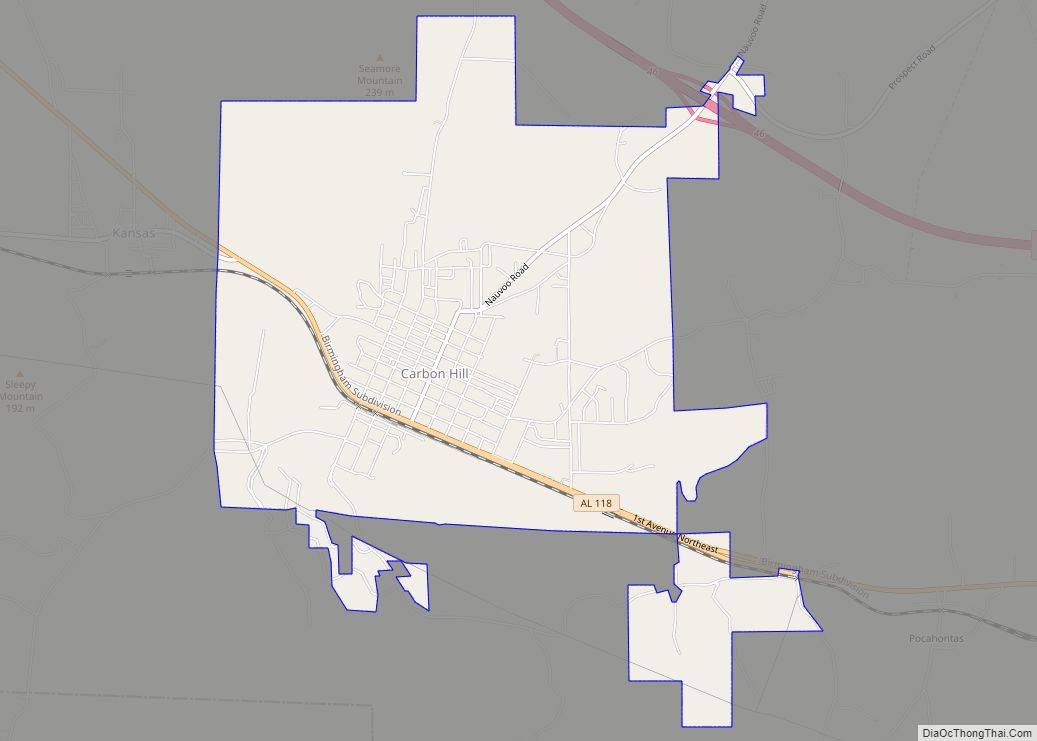 Map of Carbon Hill city