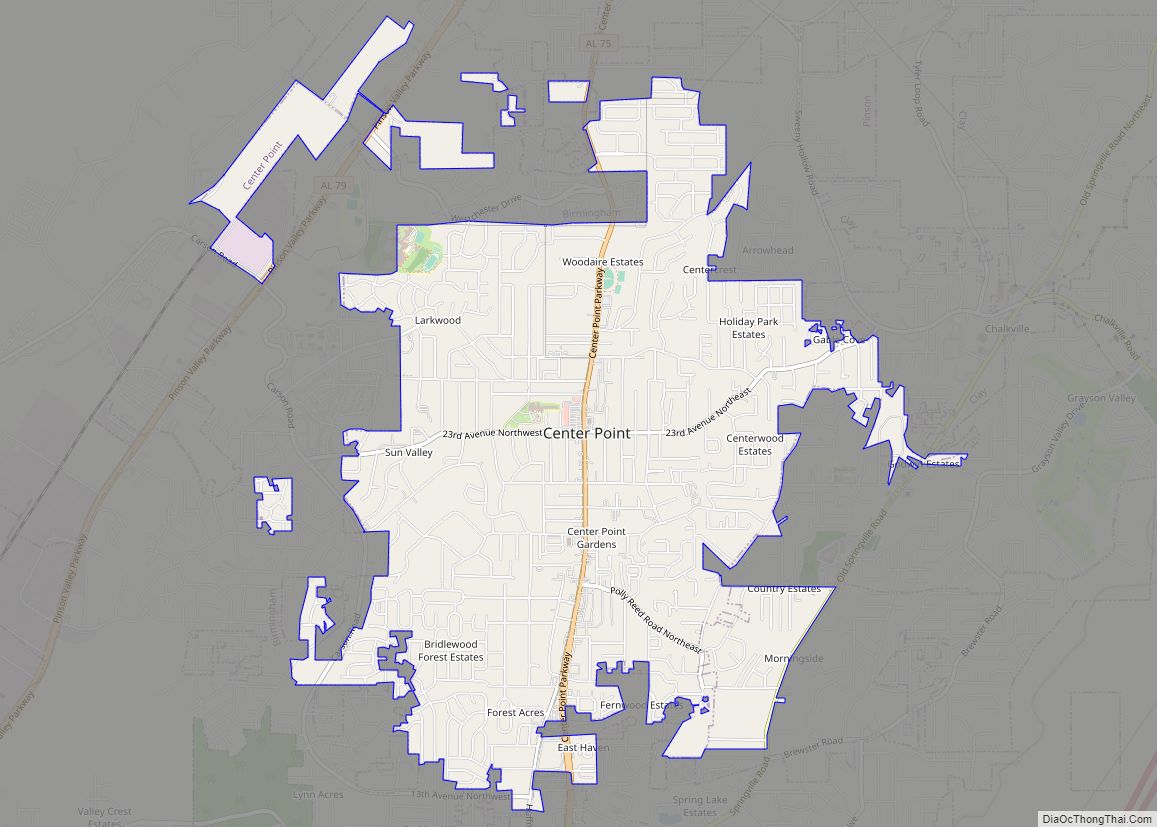 Map of Center Point city