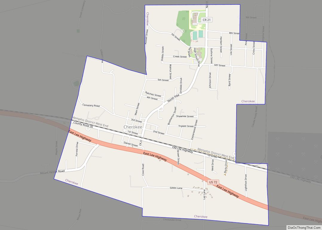 Map of Cherokee town, Alabama