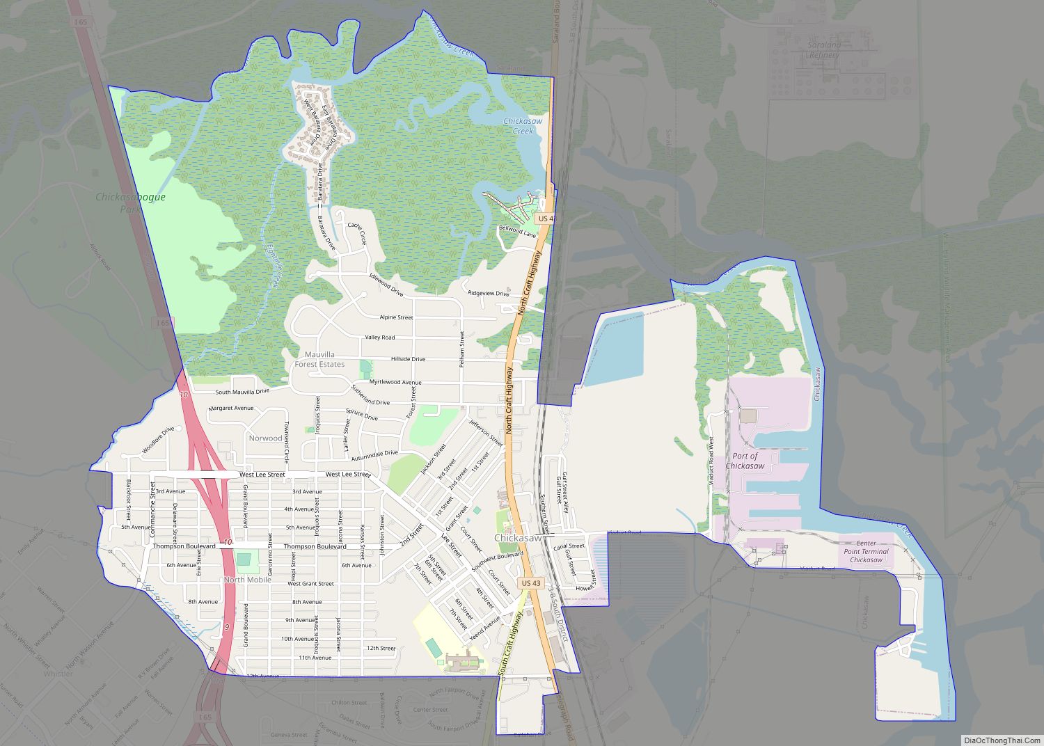 Map of Chickasaw city, Alabama