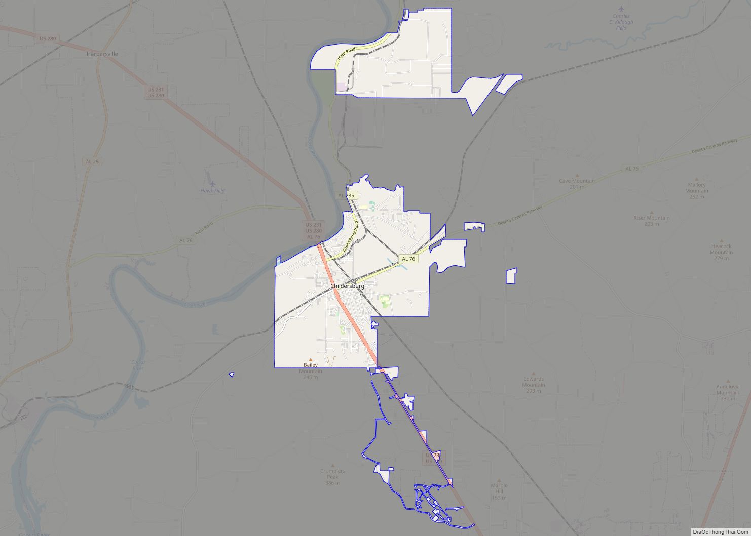 Map of Childersburg city