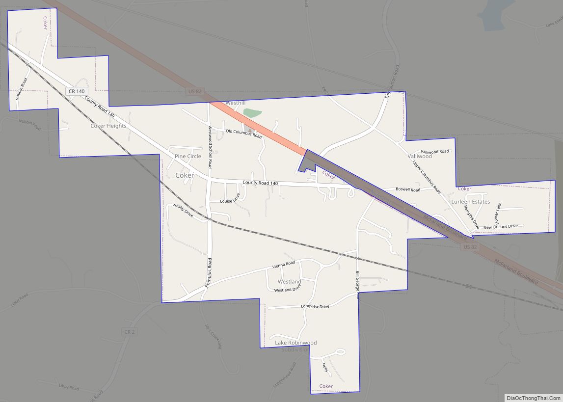 Map of Coker town