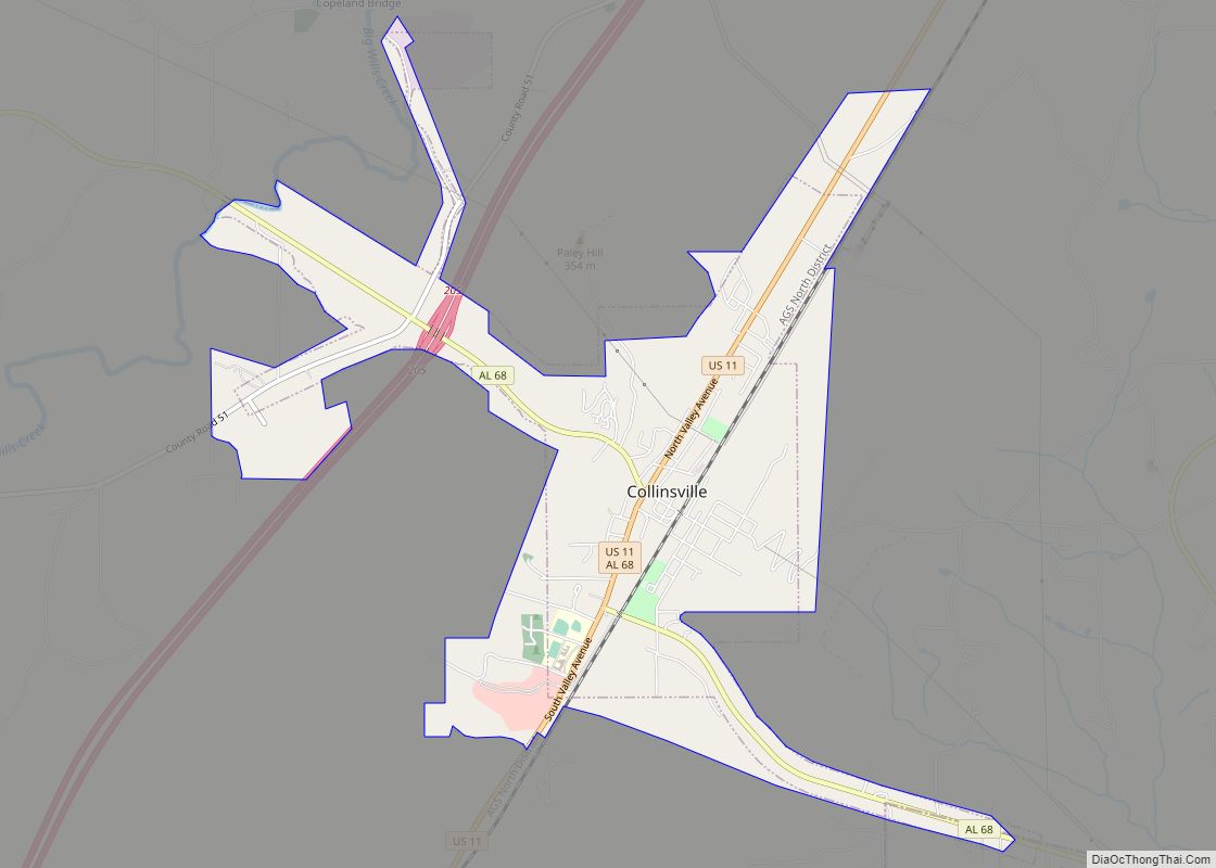 Map of Collinsville town