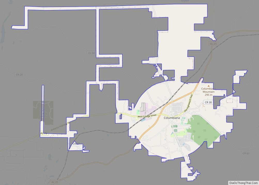 Map of Columbiana city, Alabama