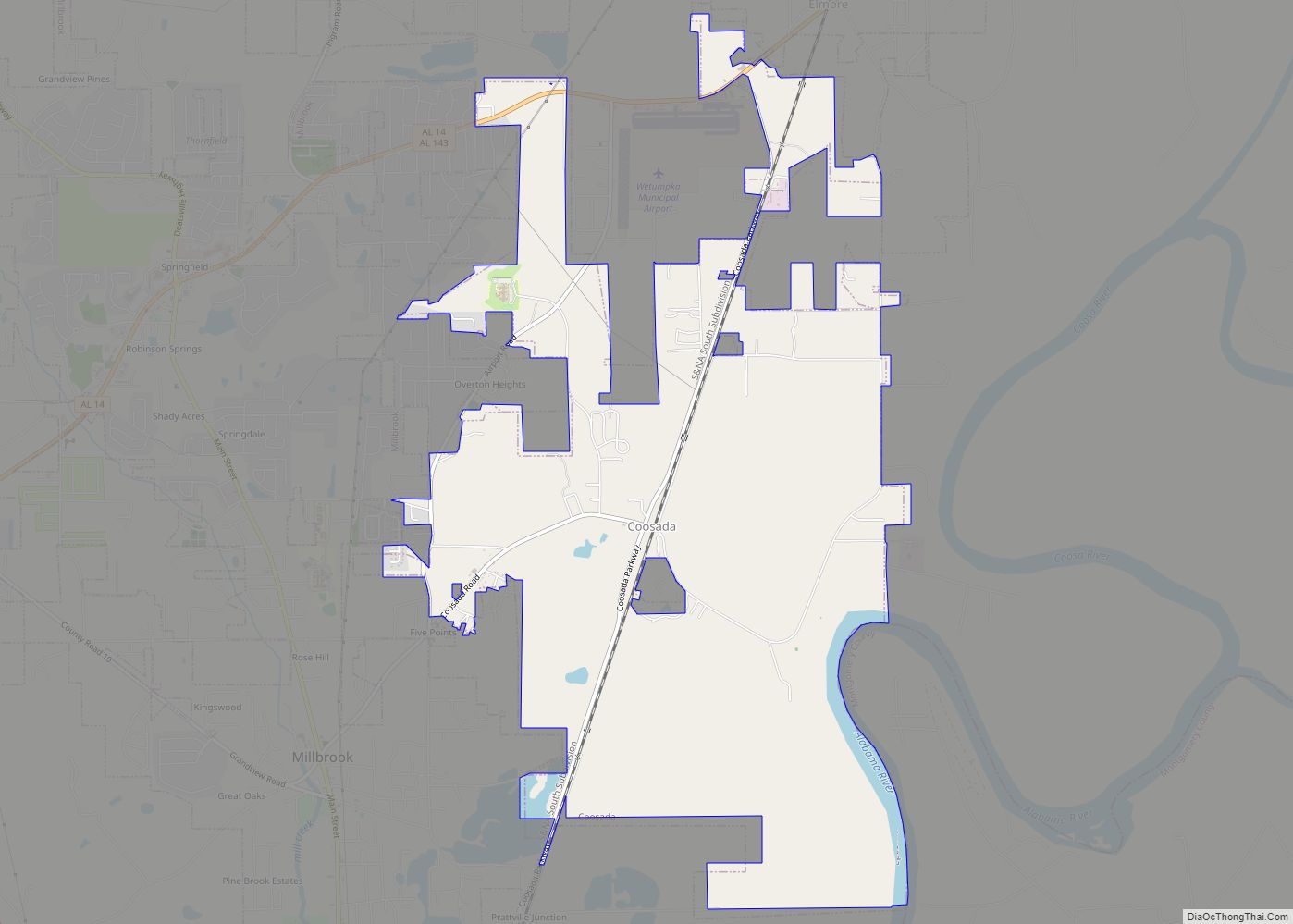 Map of Coosada town