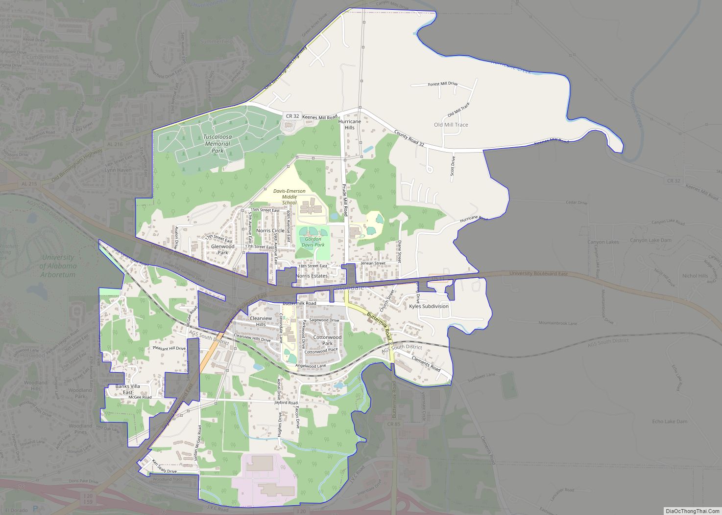 Map of Cottondale CDP, Alabama
