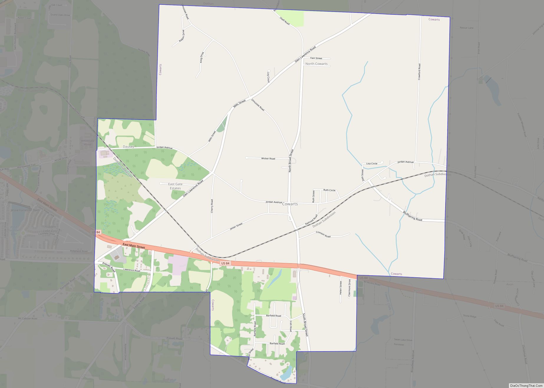 Map of Cowarts town