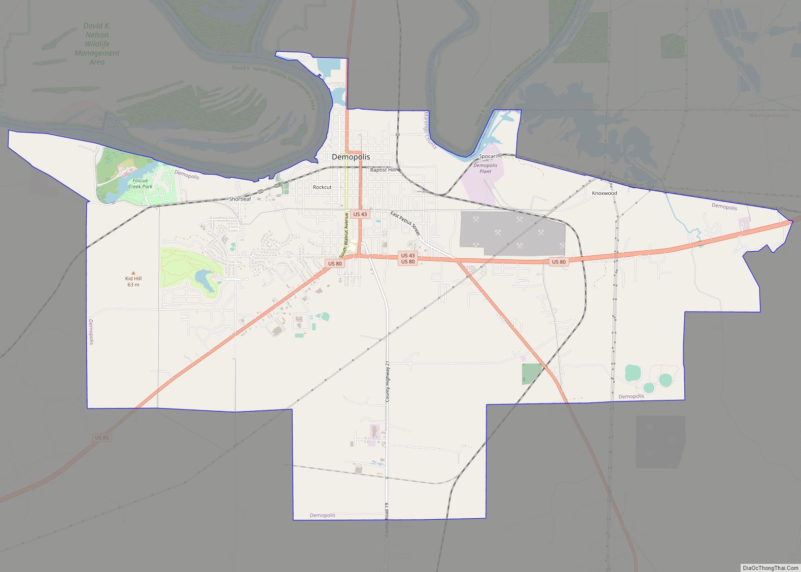 Map of Demopolis city