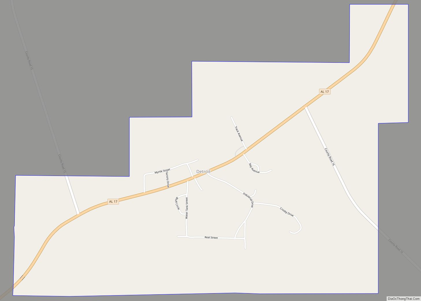 Map of Detroit town, Alabama