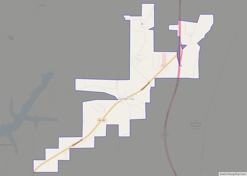 Map of Dodge City town