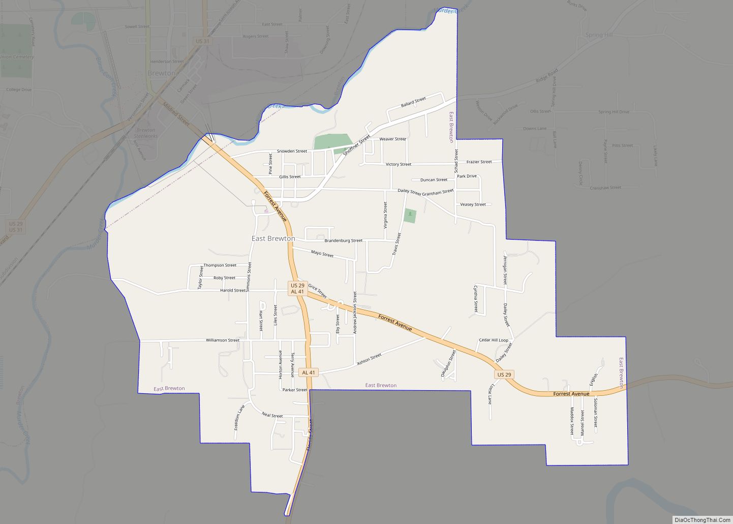 Map of East Brewton city