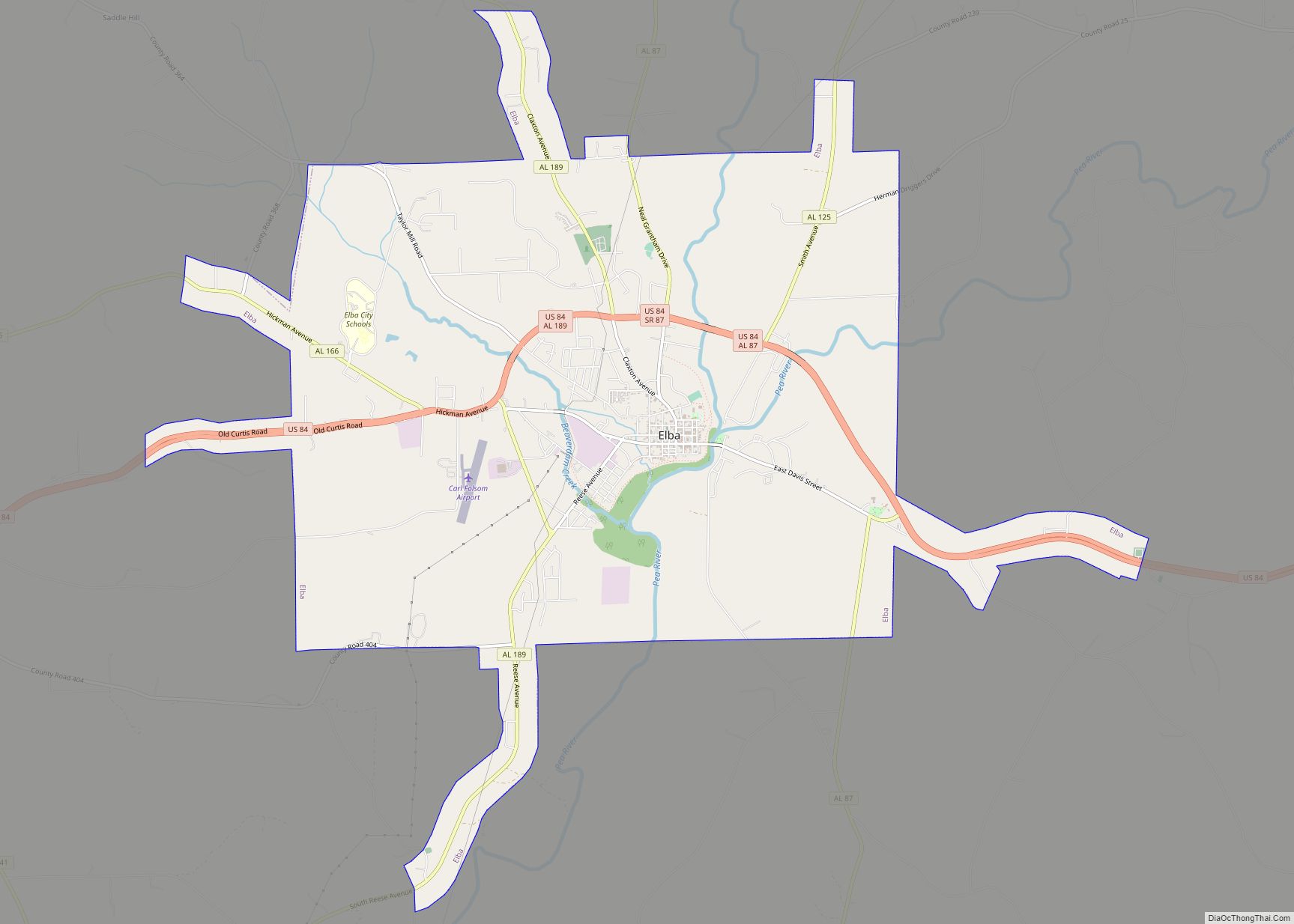 Map of Elba city, Alabama