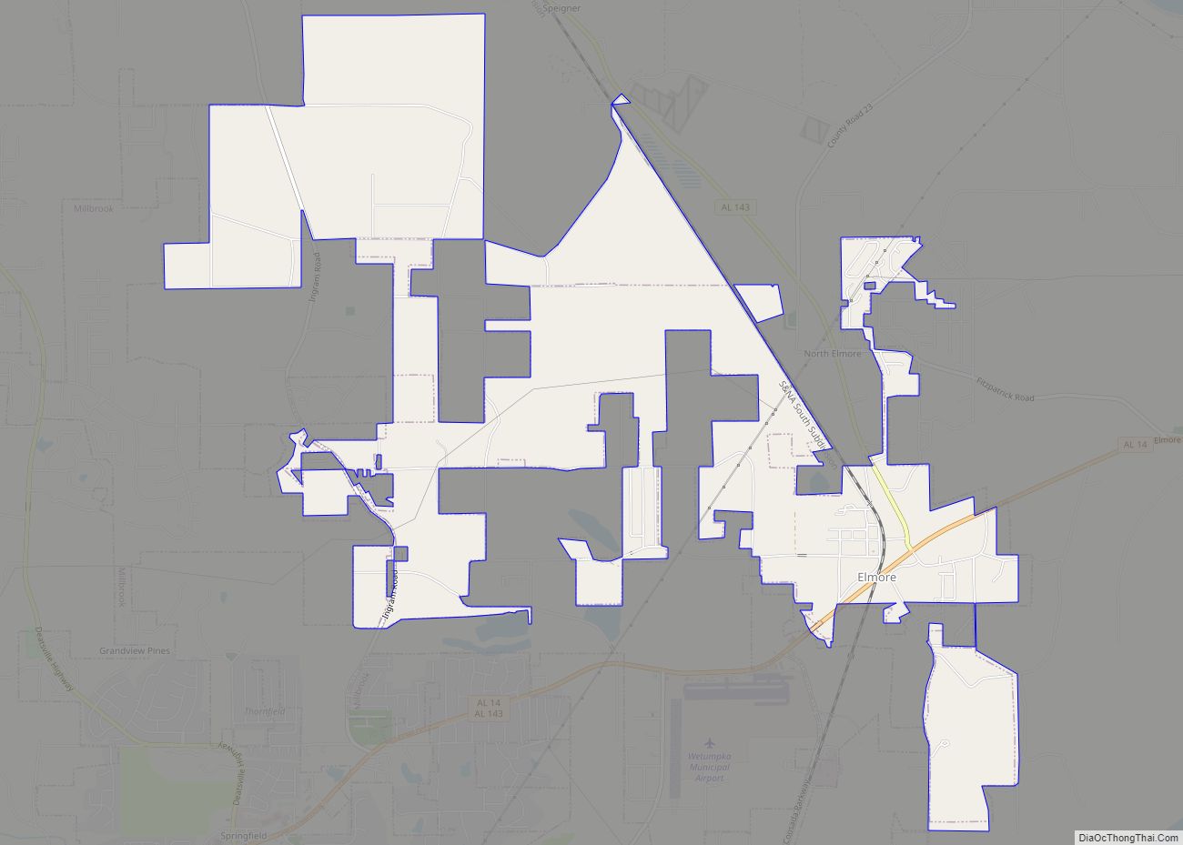 Map of Elmore town, Alabama