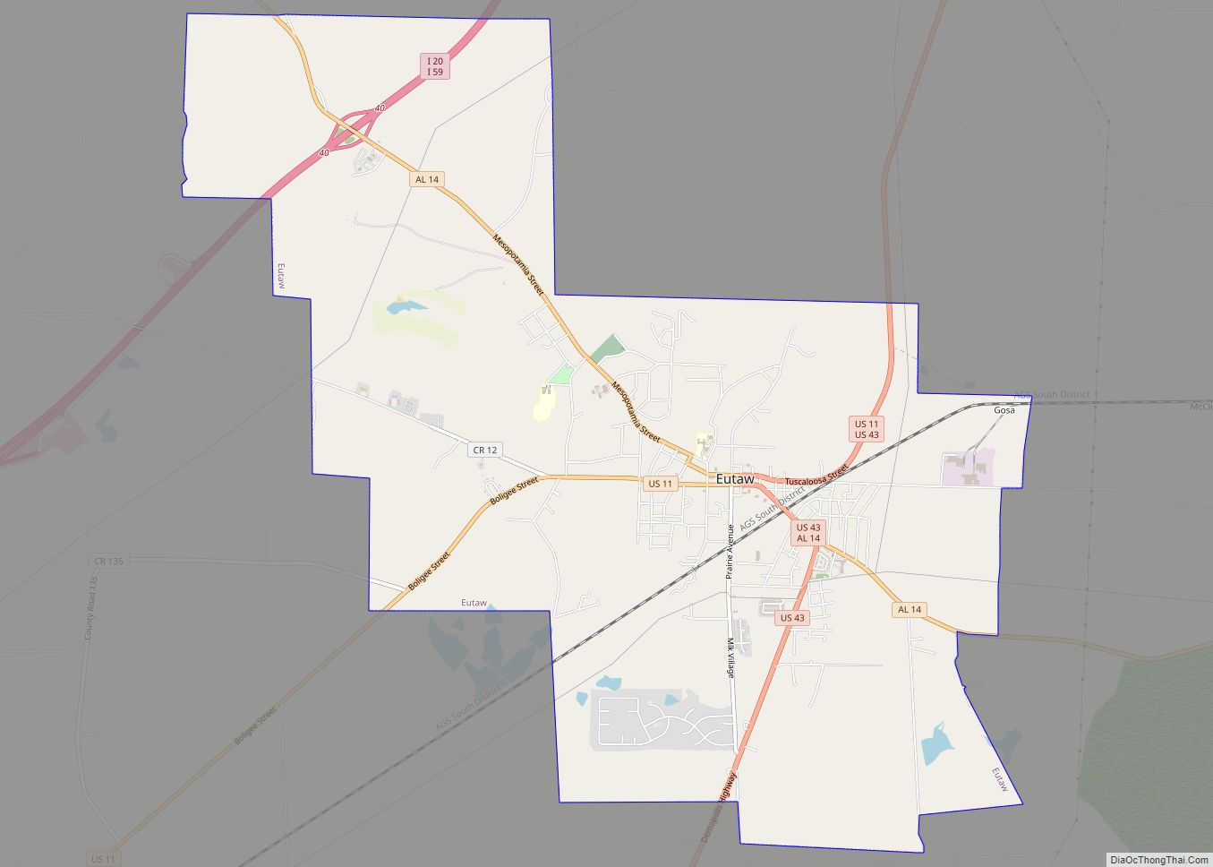 Map of Eutaw town