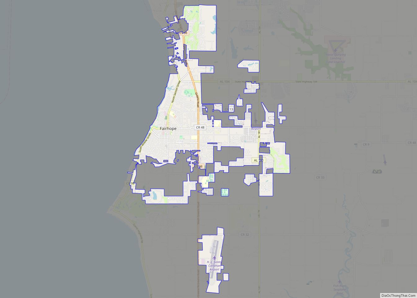 Map of Fairhope city, Alabama