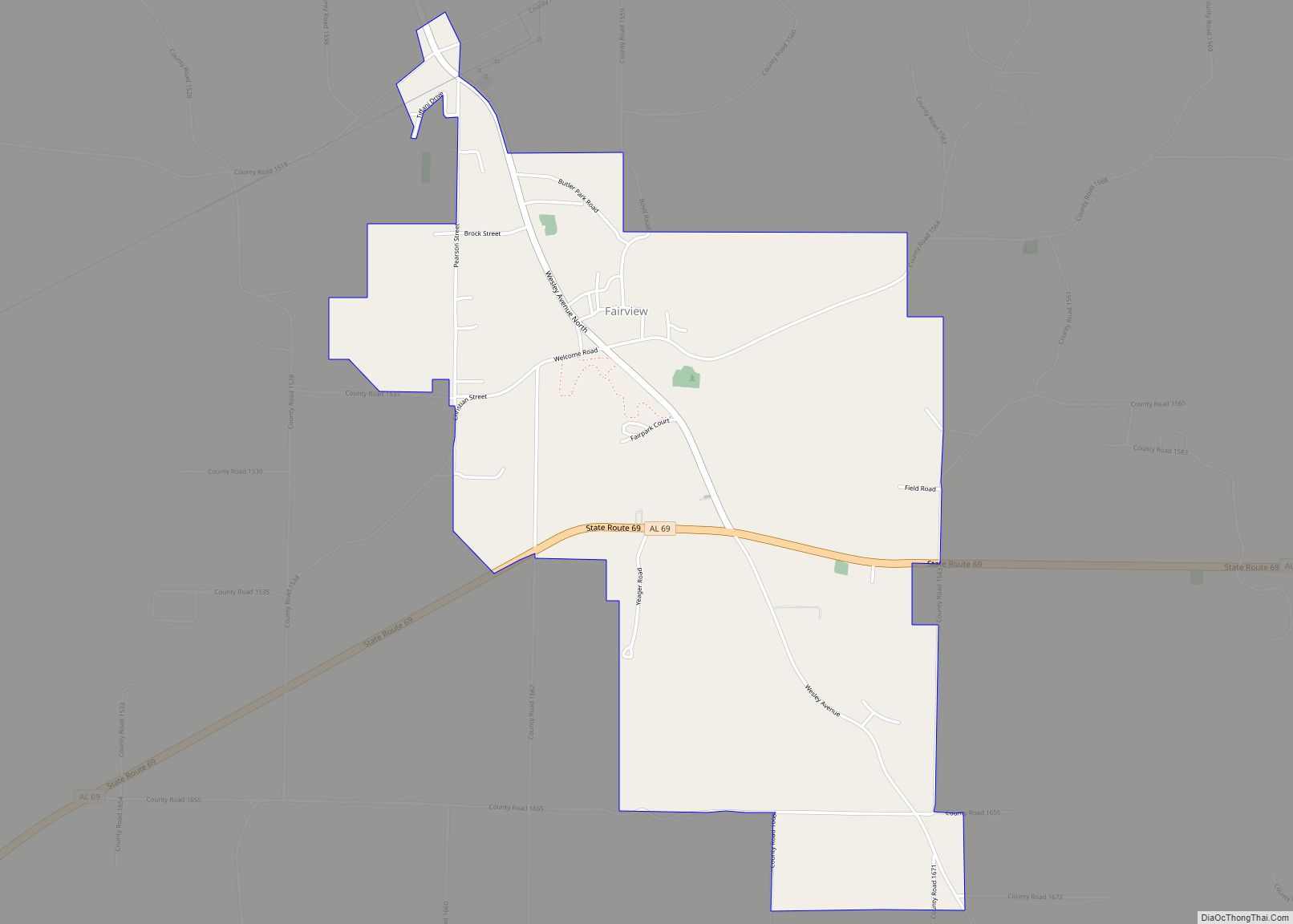 Map of Fairview town, Alabama