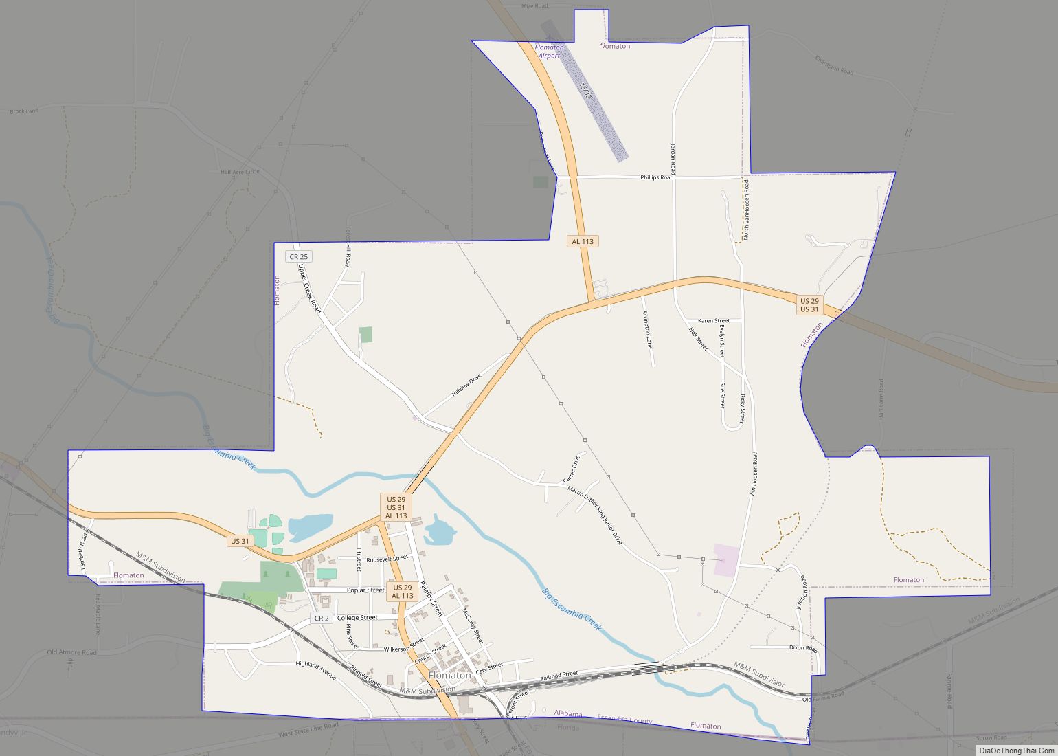 Map of Flomaton town