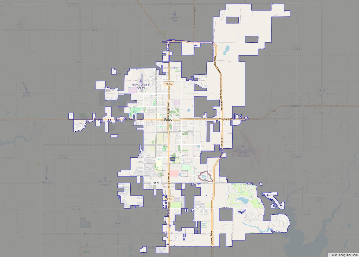 Map of Foley city, Alabama