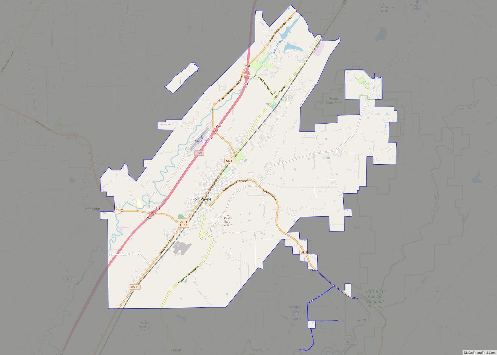 Map of Fort Payne city