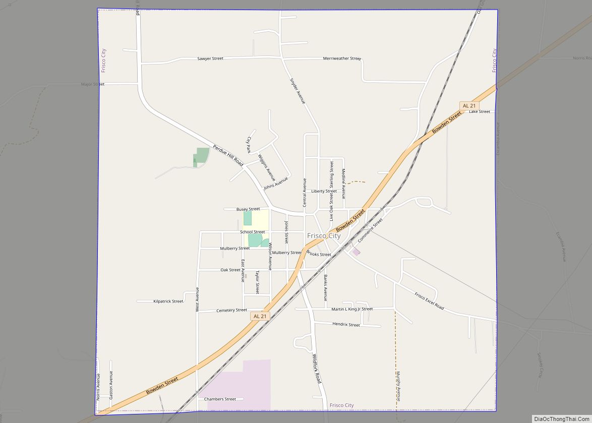 Map of Frisco City town