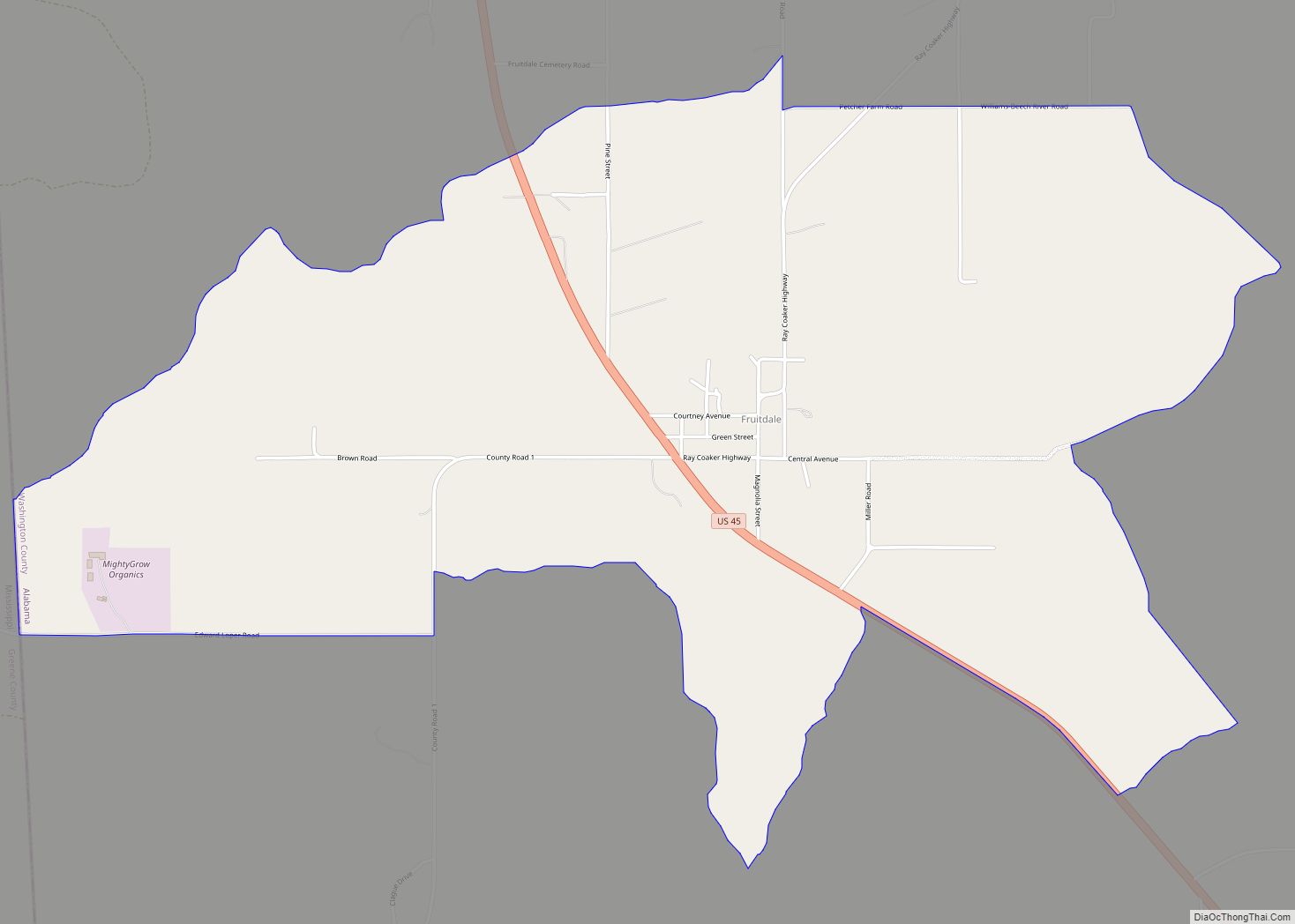 Map of Fruitdale CDP, Alabama