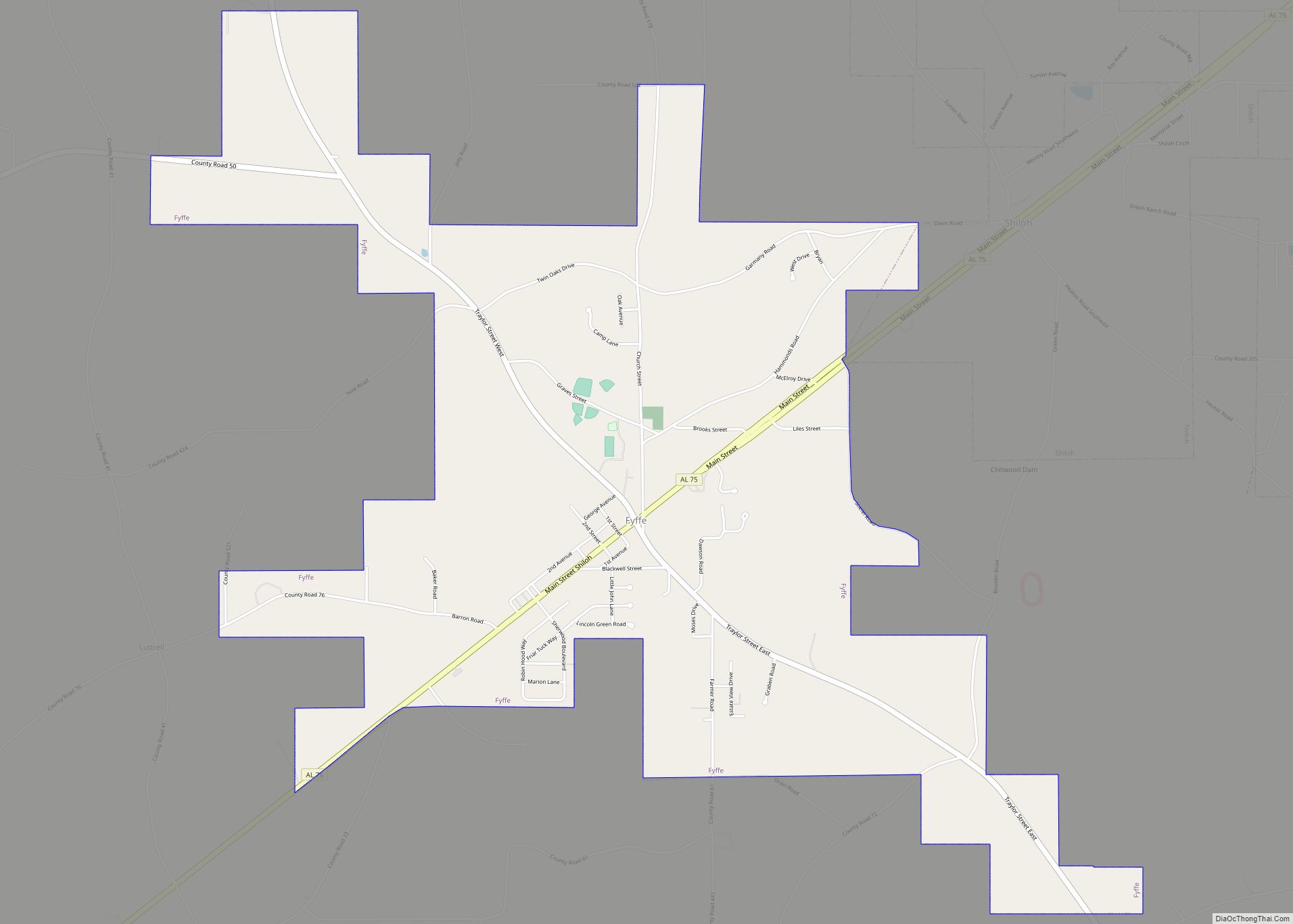 Map of Fyffe town