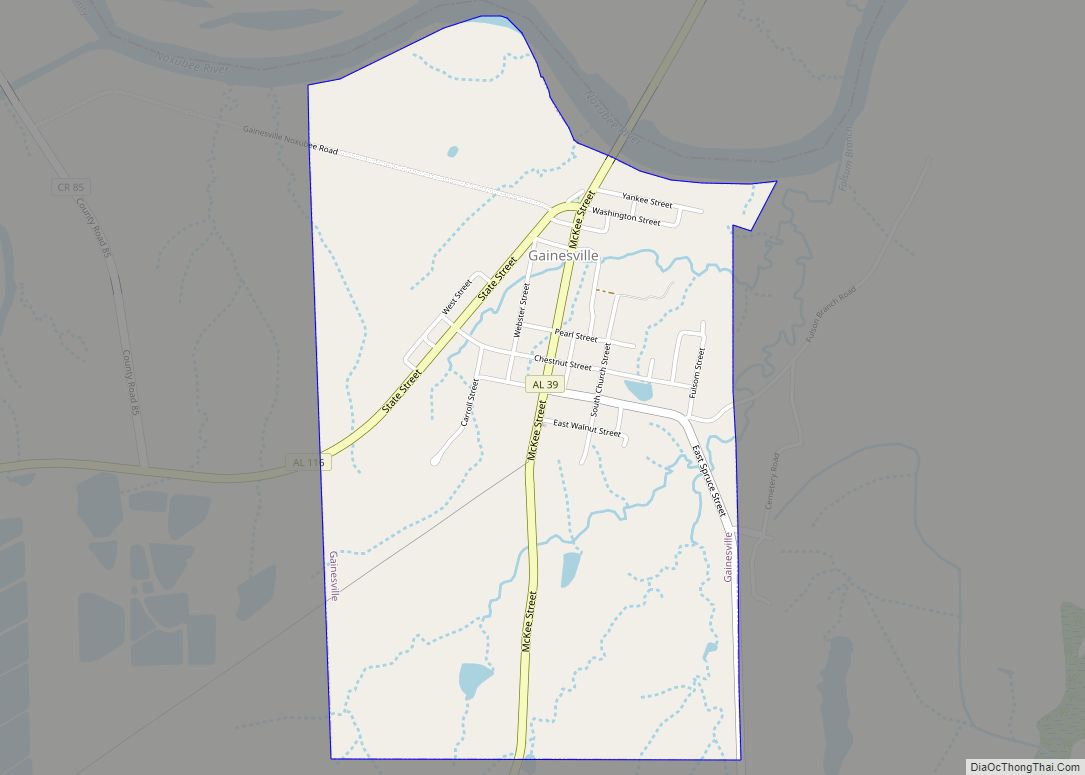 Map of Gainesville town, Alabama